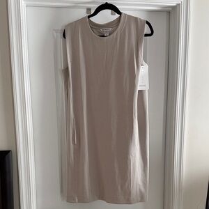 NWT Athleta SEASOFT Sleeveless Taupe Midi Dress